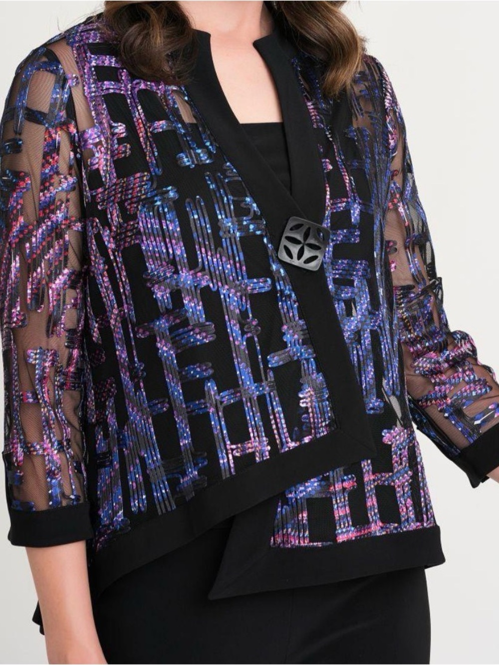 Joseph Ribkoff  Asymmetrical, open-front artsy jacket US 12